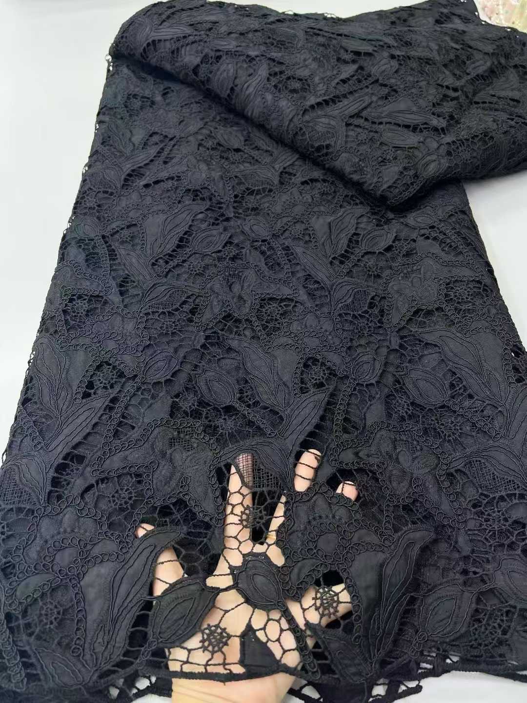 Affordable high quality lace fabric with beads pearls and sequins wedding dress lace fabric