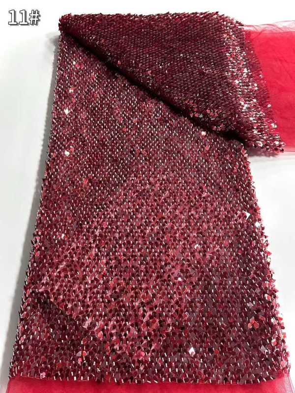 Affordable high quality lace fabric with beads pearls and sequins wedding dress lace fabric