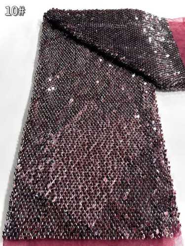 Affordable high quality lace fabric with beads pearls and sequins wedding dress lace fabric