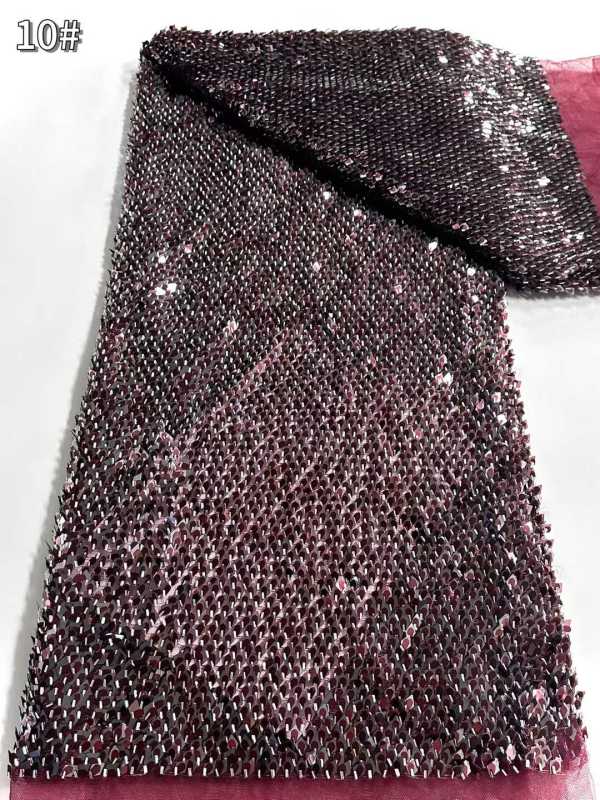 Affordable high quality lace fabric with beads pearls and sequins wedding dress lace fabric