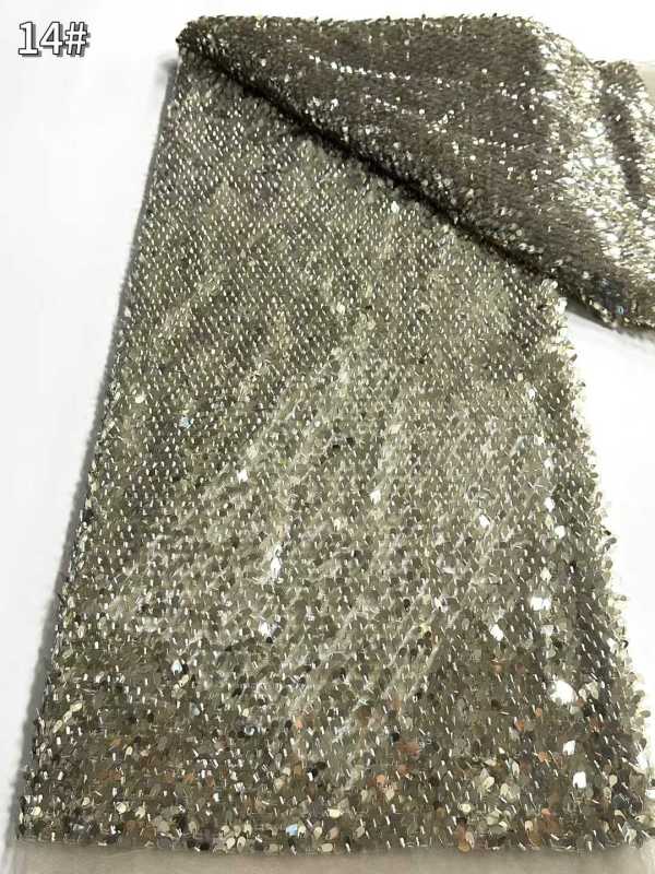 Affordable high quality lace fabric with beads pearls and sequins wedding dress lace fabric