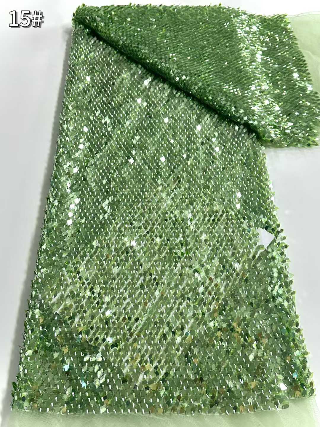 Affordable high quality lace fabric with beads pearls and sequins wedding dress lace fabric