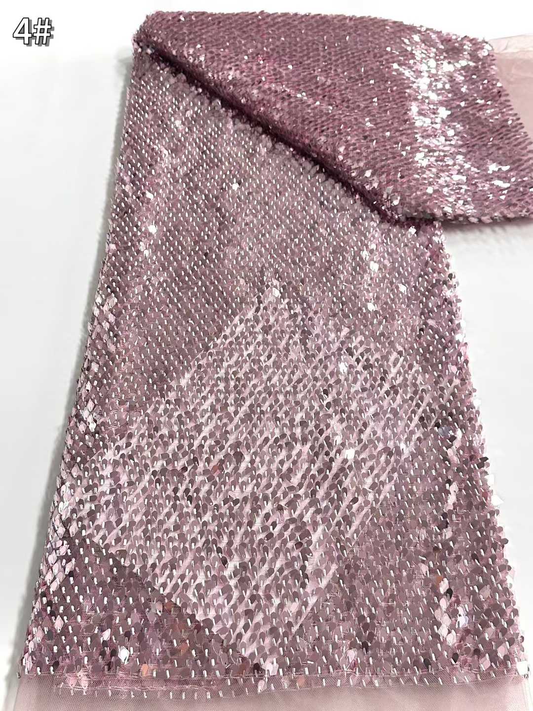 Affordable high quality lace fabric with beads pearls and sequins wedding dress lace fabric