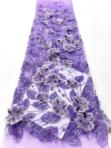 Shiny bridal tulle lace with heavy beads and pearls luxury crystal sequins lace for wedding dress