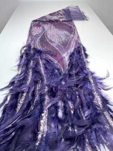 Affordable high quality lace fabric with beads pearls and sequins wedding dress lace fabric