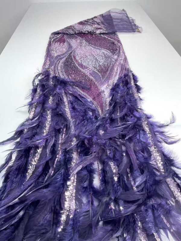 Affordable high quality lace fabric with beads pearls and sequins wedding dress lace fabric