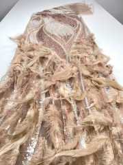 Affordable high quality lace fabric with beads pearls and sequins wedding dress lace fabric