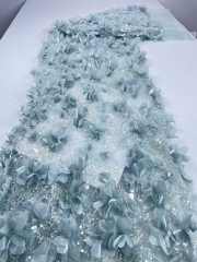 Affordable high quality lace fabric with beads pearls and sequins wedding dress lace fabric