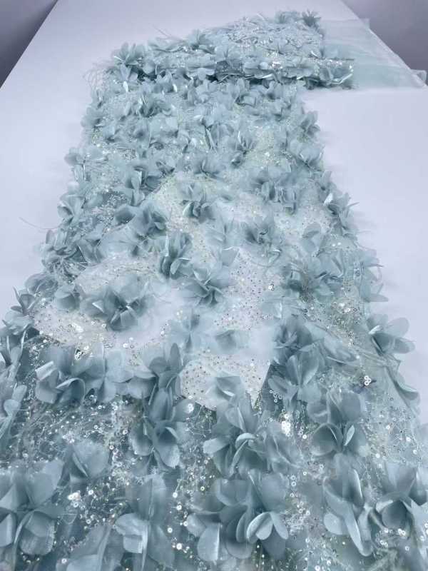 Affordable high quality lace fabric with beads pearls and sequins wedding dress lace fabric