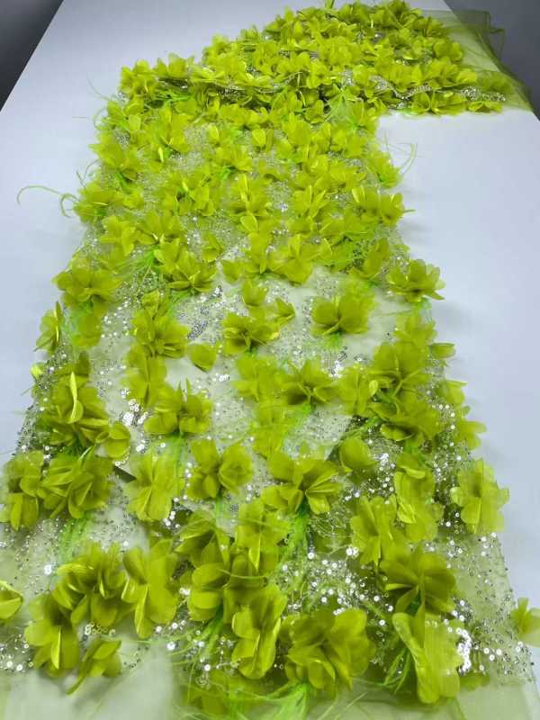 Affordable high quality lace fabric with beads pearls and sequins wedding dress lace fabric