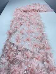 Affordable high quality lace fabric with beads pearls and sequins wedding dress lace fabric