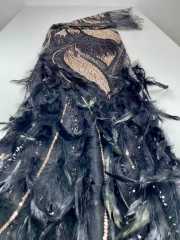 Affordable high quality lace fabric with beads pearls and sequins wedding dress lace fabric
