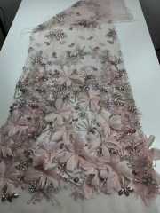 Affordable high quality lace fabric with beads pearls and sequins wedding dress lace fabric