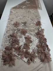 Affordable high quality lace fabric with beads pearls and sequins wedding dress lace fabric