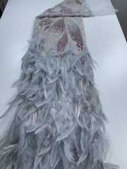 Affordable high quality lace fabric with beads pearls and sequins wedding dress lace fabric