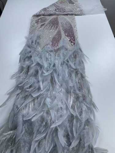 Affordable high quality lace fabric with beads pearls and sequins wedding dress lace fabric