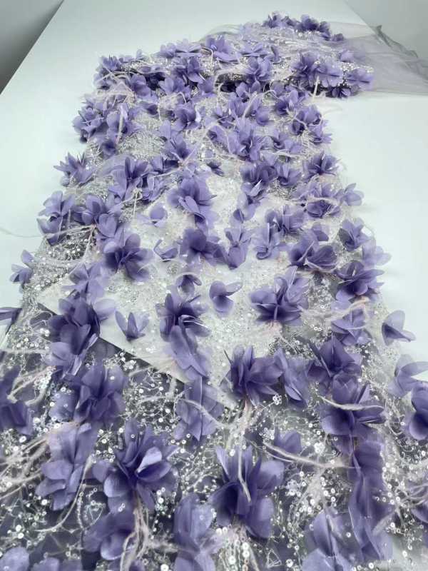 Affordable high quality lace fabric with beads pearls and sequins wedding dress lace fabric