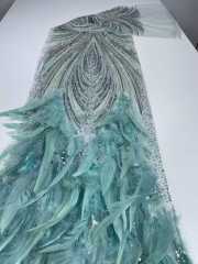 Affordable high quality lace fabric with beads pearls and sequins wedding dress lace fabric