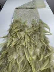 Affordable high quality lace fabric with beads pearls and sequins wedding dress lace fabric