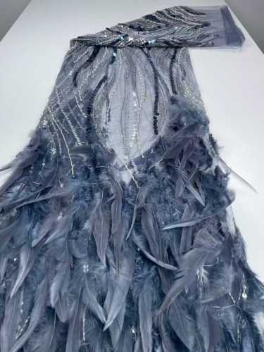 Affordable high quality lace fabric with beads pearls and sequins wedding dress lace fabric