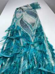 Affordable high quality lace fabric with beads pearls and sequins wedding dress lace fabric
