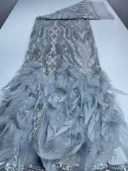 Affordable high quality lace fabric with beads pearls and sequins wedding dress lace fabric