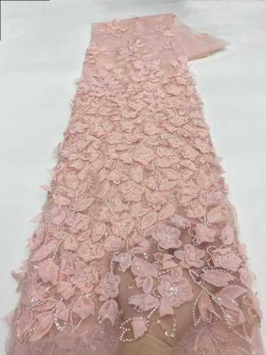 Affordable high quality lace fabric with beads pearls and sequins wedding dress lace fabric