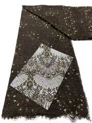 Affordable high quality lace fabric with beads pearls and sequins wedding dress lace fabric