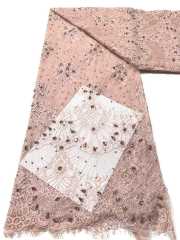 Affordable high quality lace fabric with beads pearls and sequins wedding dress lace fabric