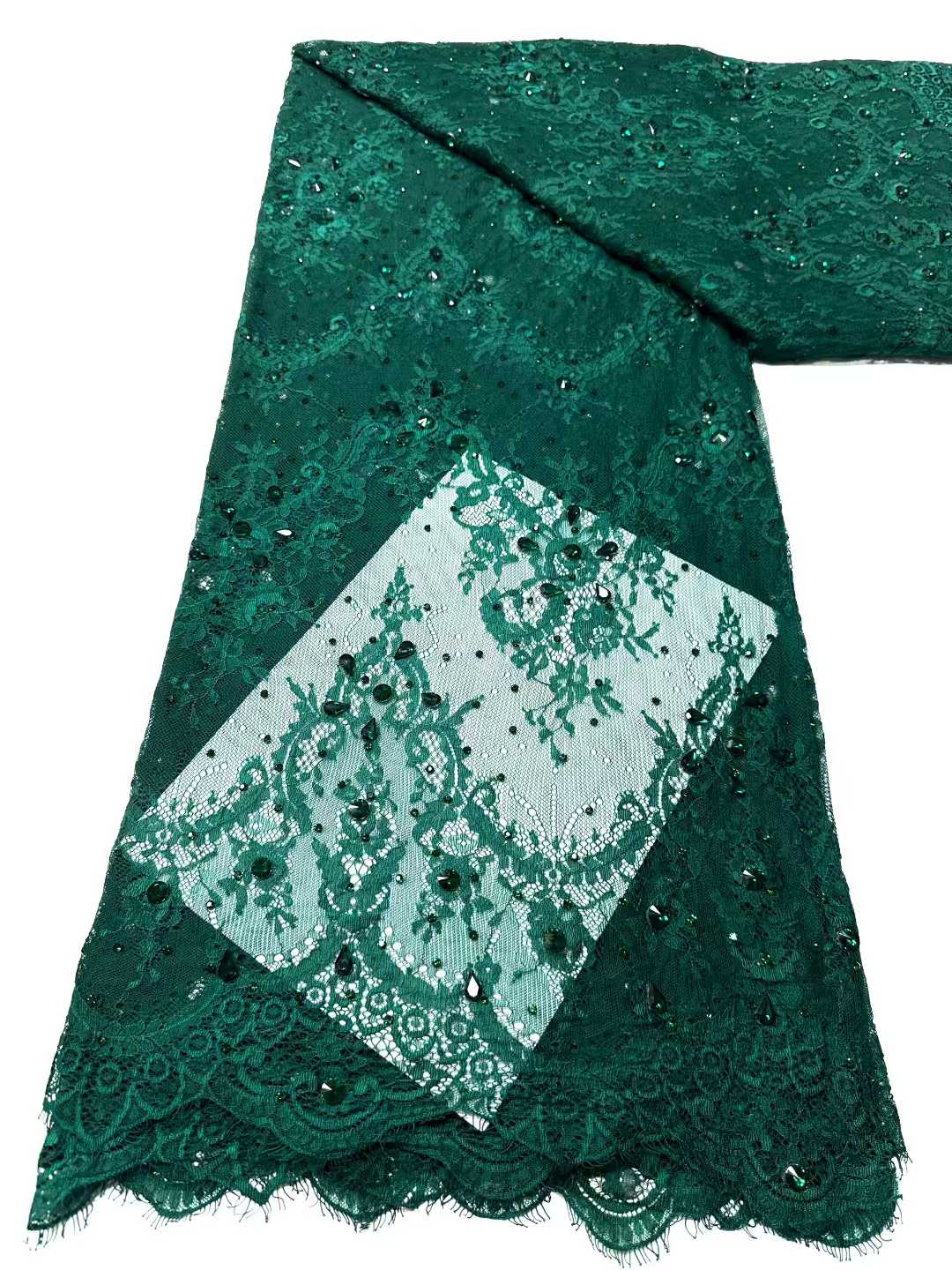 Affordable high quality lace fabric with beads pearls and sequins wedding dress lace fabric