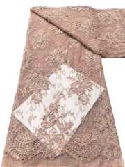 Affordable high quality lace fabric with beads pearls and sequins wedding dress lace fabric