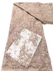 Affordable high quality lace fabric with beads pearls and sequins wedding dress lace fabric