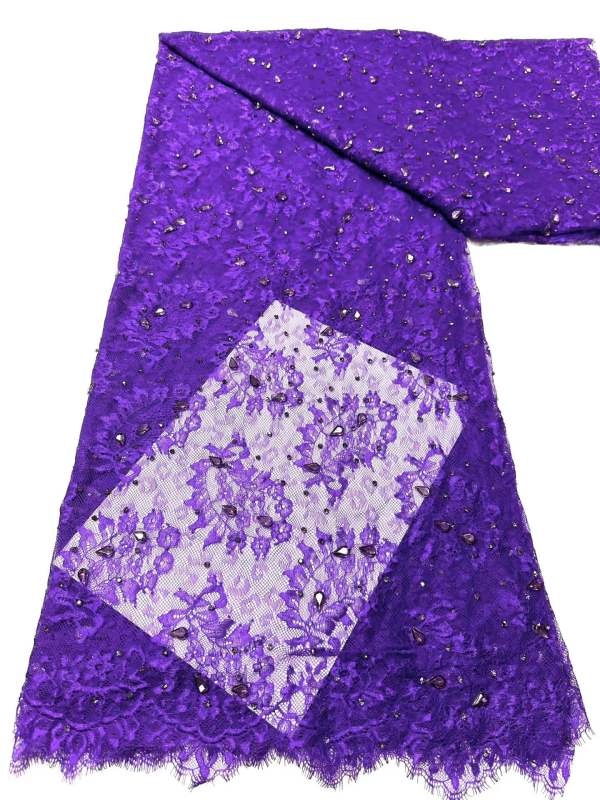 Affordable high quality lace fabric with beads pearls and sequins wedding dress lace fabric