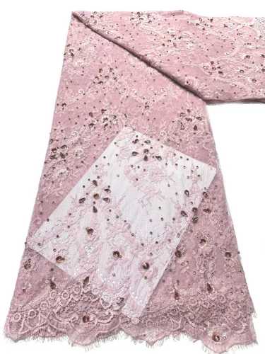 Affordable high quality lace fabric with beads pearls and sequins wedding dress lace fabric