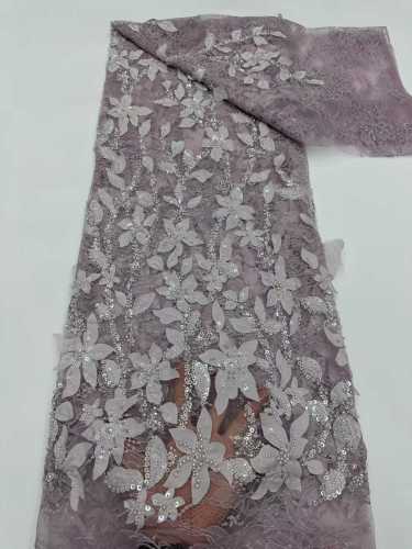Affordable high quality lace fabric with beads pearls and sequins wedding dress lace fabric