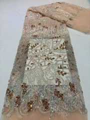 Affordable high quality lace fabric with beads pearls and sequins wedding dress lace fabric