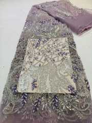 Affordable high quality lace fabric with beads pearls and sequins wedding dress lace fabric