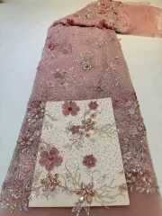 Affordable high quality lace fabric with beads pearls and sequins wedding dress lace fabric