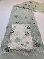 Affordable high quality lace fabric with beads pearls and sequins wedding dress lace fabric