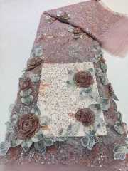 Affordable high quality lace fabric with beads pearls and sequins wedding dress lace fabric