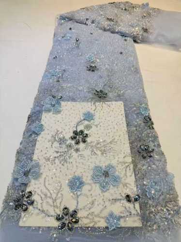 Affordable high quality lace fabric with beads pearls and sequins wedding dress lace fabric