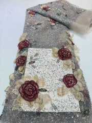 Affordable high quality lace fabric with beads pearls and sequins wedding dress lace fabric