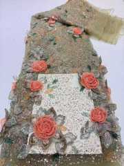 Affordable high quality lace fabric with beads pearls and sequins wedding dress lace fabric