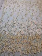 Affordable high quality lace fabric with beads pearls and sequins wedding dress lace fabric