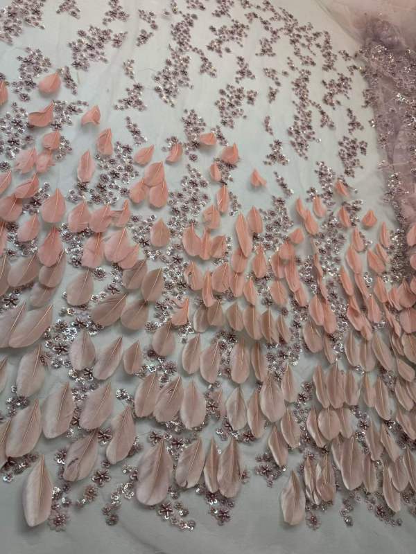 Affordable high quality lace fabric with beads pearls and sequins wedding dress lace fabric