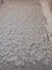 Affordable high quality lace fabric with beads pearls and sequins wedding dress lace fabric