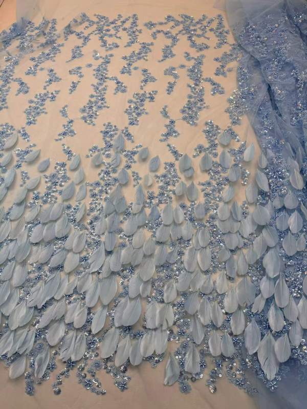Affordable high quality lace fabric with beads pearls and sequins wedding dress lace fabric