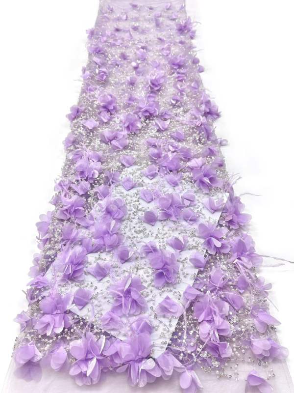 Affordable high quality lace fabric with beads pearls and sequins wedding dress lace fabric