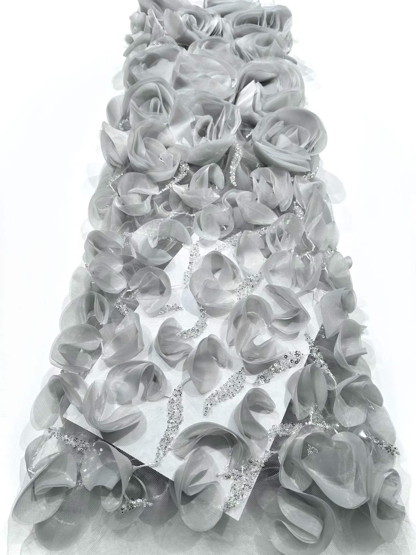 Affordable high quality lace fabric with beads pearls and sequins wedding dress lace fabric
