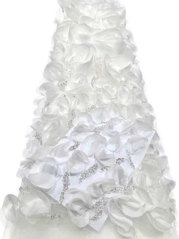 Affordable high quality lace fabric with beads pearls and sequins wedding dress lace fabric